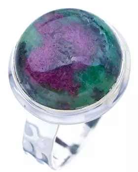 StarGems® Natural Ruby Zoisite Hammered Handmade 925 Sterling Silver Ring 7.5 F1300