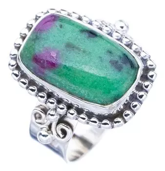 StarGems® Natural Ruby Zoisite Handmade 925 Sterling Silver Ring 8 F1637