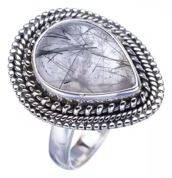 StarGems® Natural Rutilated Quartz Handmade 925 Sterling Silver Ring 8.5 F2478