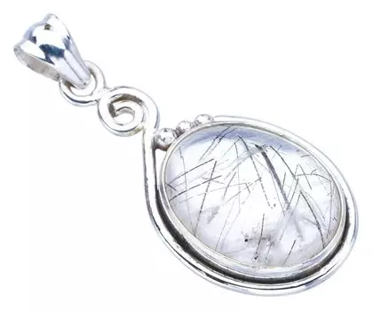 StarGems® Natural Rutilated Quartz Handmade 925 Sterling Silver Pendant 1.75 F3912
