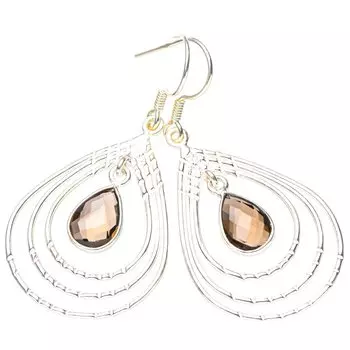 StarGems® Natural Smoky Quartz Handmade 925 Sterling Silver Earrings 2 E6350