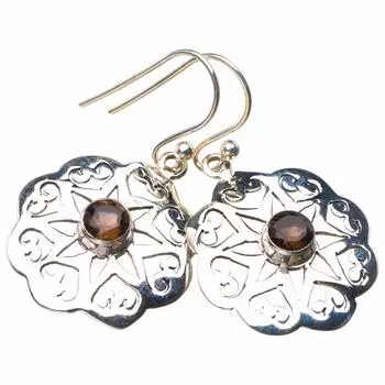 StarGems® Natural Smoky Quartz Handmade 925 Sterling Silver Earrings 1.5 E1981