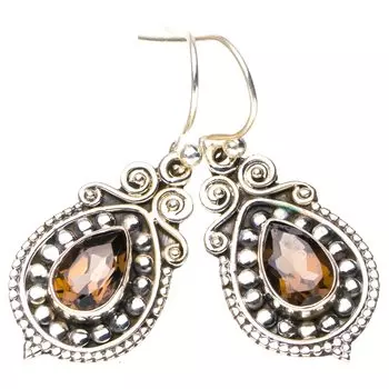 StarGems® Natural Smoky Quartz Handmade 925 Sterling Silver Earrings 1.5 E6347