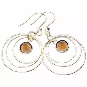 STARGEMS ® Серьги из серебра 925 пробы с натуральным дымчатым кварцем ручной работы 1,75 дюйма D6929