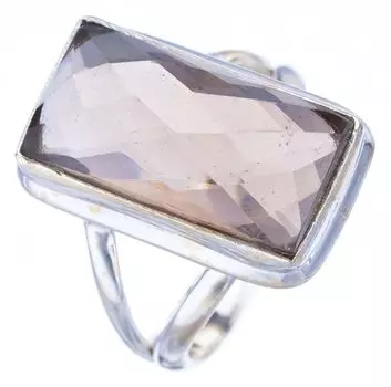 STARGEMS ® Кольцо из серебра 925 пробы с натуральным дымчатым кварцем ручной работы 7,5 F1912