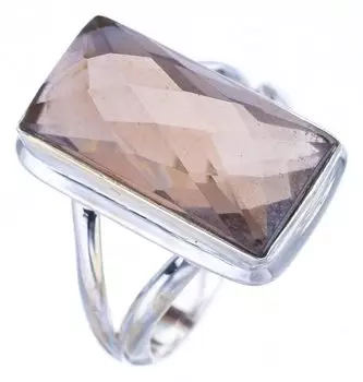 STARGEMS ® Кольцо из серебра 925 пробы с натуральным дымчатым кварцем ручной работы 7,75 F1929