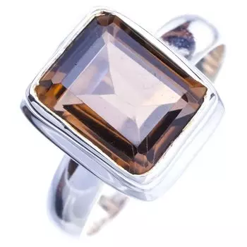 StarGems Natural Smoky Quartz Handmade 925 Sterling Silver Ring 7.25 E9184