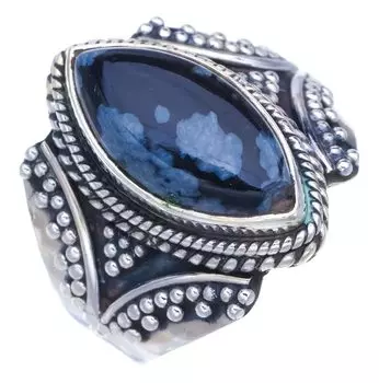StarGems® Natural Snowflake Obsidian Handmade 925 Sterling Silver Ring 7.5 F2954