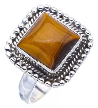 StarGems® Natural Tiger Eye Handmade 925 Sterling Silver Ring 8.5 F1128
