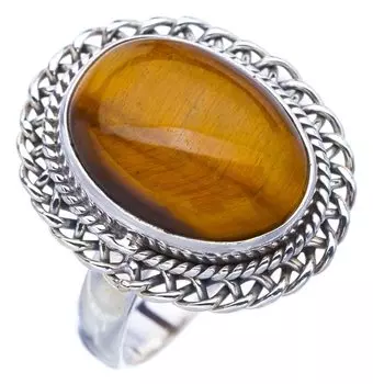 StarGems® Natural Tiger Eye Handmade 925 Sterling Silver Ring 9.75 F1118