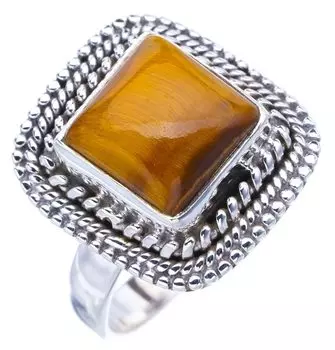 StarGems® Natural Tiger Eye Handmade 925 Sterling Silver Ring 9 F1127