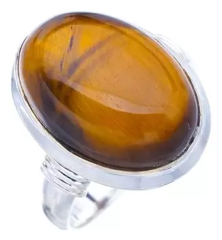 StarGems® Natural Tiger Eye Handmade 925 Sterling Silver Ring 7.75 F1131