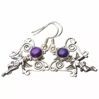 StarGems® Natural Turquoise Angle Handmade 925 Sterling Silver Earrings 1.5 E0518