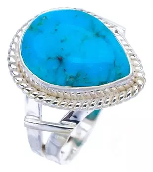 StarGems® Natural Turquoise Hammered Handmade 925 Sterling Silver Ring 8.75 F2347