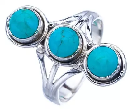 StarGems® Natural Turquoise Handmade 925 Sterling Silver Ring 7.75 F0407