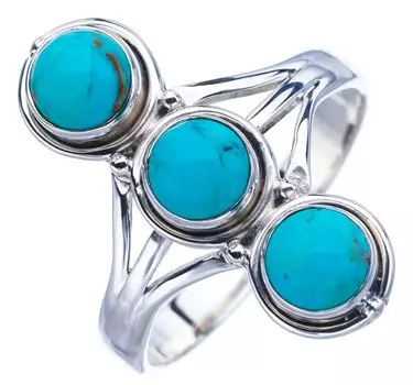 StarGems® Natural Turquoise Handmade 925 Sterling Silver Ring 10.5 F0477