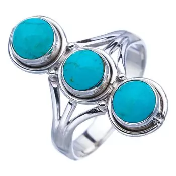 StarGems® Natural Turquoise Handmade 925 Sterling Silver Ring 7.75 F0435