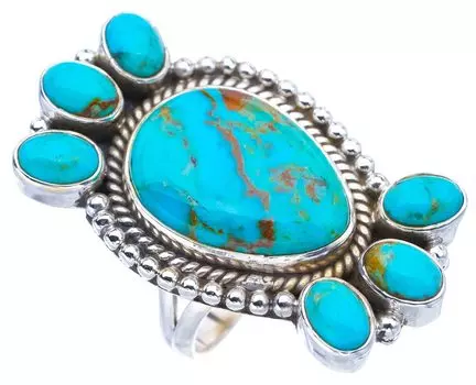 StarGems® Natural Turquoise Handmade 925 Sterling Silver Ring 8.75 F0480