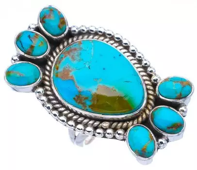 StarGems® Natural Turquoise Handmade 925 Sterling Silver Ring 8.75 F0410
