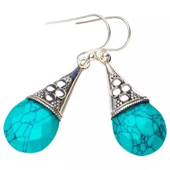 StarGems® Natural Turquoise Handmade 925 Sterling Silver Earrings 1.5 E5477