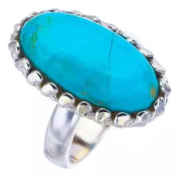 StarGems® Natural Turquoise Handmade 925 Sterling Silver Ring 7.25 F2320