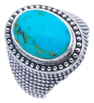 StarGems® Natural Turquoise Handmade 925 Sterling Silver Ring 6.75 F0495