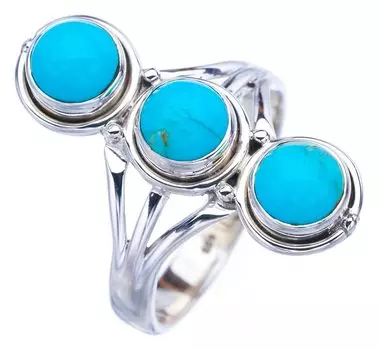 StarGems® Natural Turquoise Handmade 925 Sterling Silver Ring 7.25 F2362