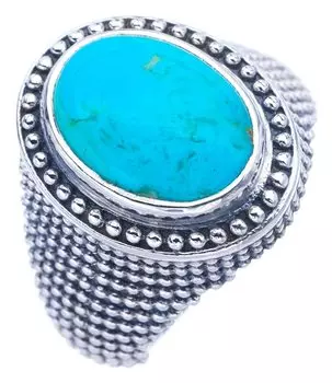 StarGems® Natural Turquoise Handmade 925 Sterling Silver Ring 8.75 F0406