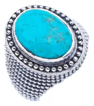 StarGems® Natural Turquoise Handmade 925 Sterling Silver Ring 5.75 F0449