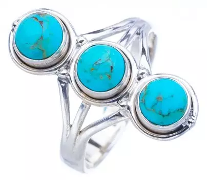 StarGems® Natural Turquoise Handmade 925 Sterling Silver Ring 8.75 F0403