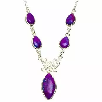 StarGems Natural Turquoise Handmade Unique 925 Sterling Silver Necklace 16+1.25 A3196