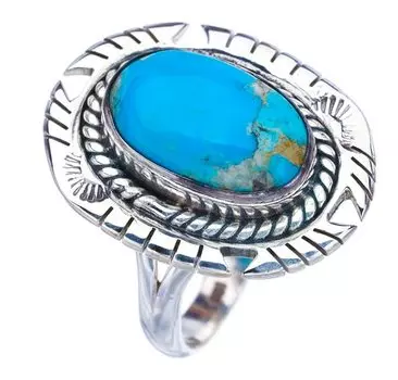 StarGems® Natural Turquoise Pigeon Handmade 925 Sterling Silver Ring 9.25 F2322