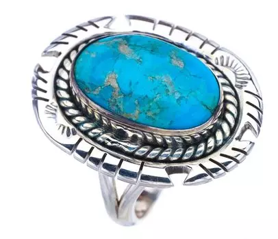 StarGems® Natural Turquoise Pigeon Handmade 925 Sterling Silver Ring 5.75 F2335