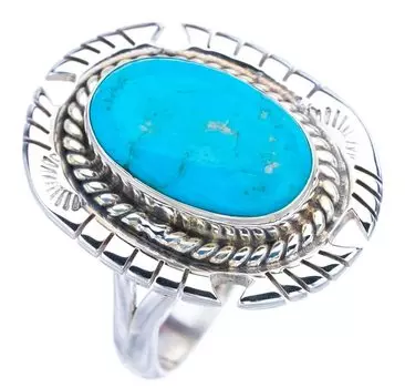 StarGems® Natural Turquoise Pigeon Handmade 925 Sterling Silver Ring 9 F2334