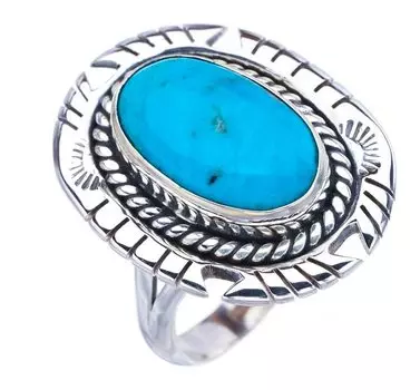 StarGems® Natural Turquoise Pigeon Handmade 925 Sterling Silver Ring 8.5 F2312