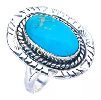 StarGems® Natural Turquoise Pigeon Wings Handmade 925 Sterling Silver Ring 9 F0309