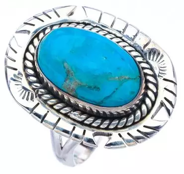 StarGems® Natural Turquoise Pigeon Wings Handmade 925 Sterling Silver Ring 7.5 F0499