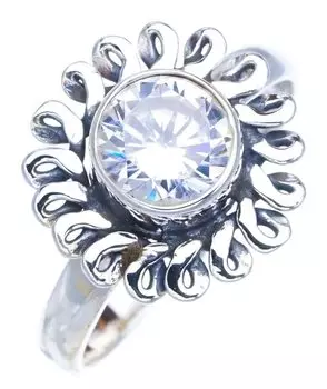 StarGems® Natural White Topaz Handmade 925 Sterling Silver Ring 7.75 F2953