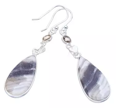 StarGems® Natural Zebra Calcite CitrineHandmade 925 Sterling Silver Earrings 2 F5503