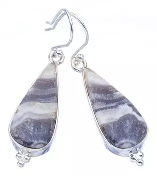StarGems® Natural Zebra Calcite Handmade 925 Sterling Silver Earrings 1.75 F5500