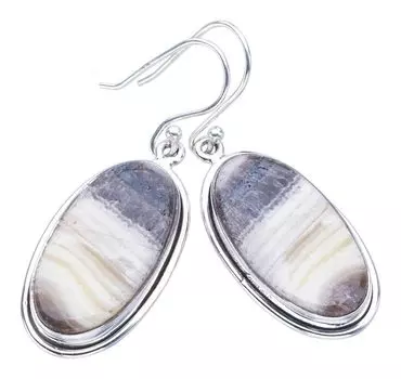 STARGEMS ® Серьги ручной работы из стерлингового серебра 925 пробы с натуральным зебровым кальцитом 1,75 дюйма F5523