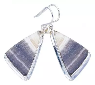 StarGems® Natural Zebra Calcite Handmade 925 Sterling Silver Earrings 1.75 F5538