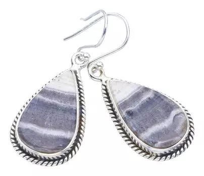 STARGEMS ® Серьги ручной работы из стерлингового серебра 925 пробы с натуральным зебровым кальцитом 1,75 дюйма F5509