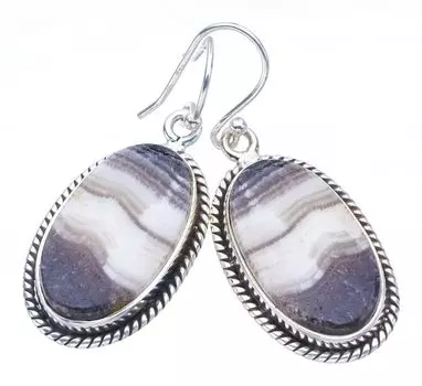 STARGEMS ® Серьги ручной работы из стерлингового серебра 925 пробы с натуральным зебровым кальцитом 1,75 дюйма F5526