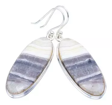 StarGems® Natural Zebra Calcite Handmade 925 Sterling Silver Earrings 1.75 F5528
