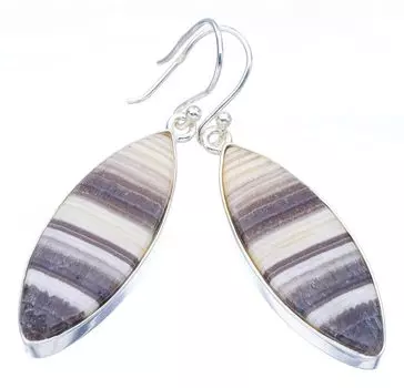 StarGems® Natural Zebra Calcite Handmade 925 Sterling Silver Earrings 2 F5540