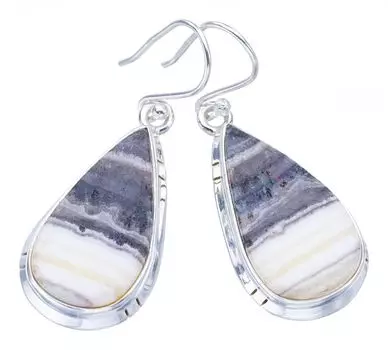 StarGems® Natural Zebra Calcite Handmade 925 Sterling Silver Earrings 1.5 F5510