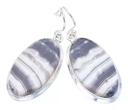 StarGems® Natural Zebra Calcite Handmade 925 Sterling Silver Earrings 1.75 F5529