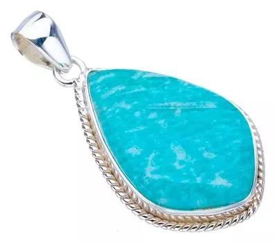 STARGEMS ® Подвеска из натурального амазонита ручной работы из стерлингового серебра 925 пробы 1,75 дюйма F3965