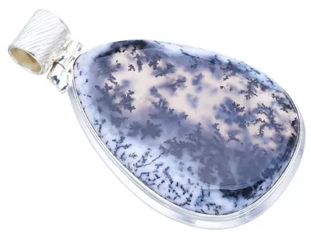 STARGEMS ® Подвеска из натурального дендритного опала ручной работы из стерлингового серебра 925 пробы 1,75 дюйма F3840